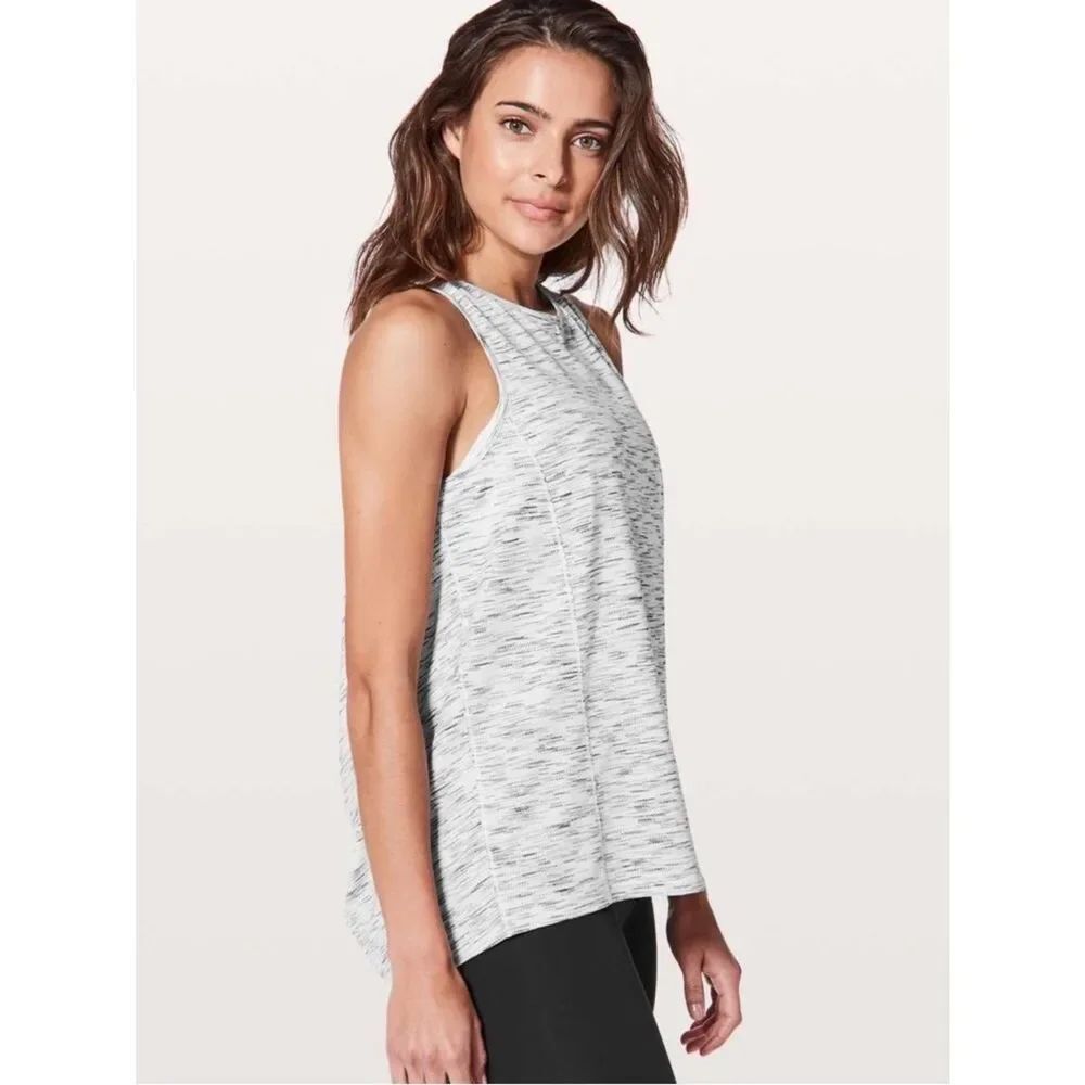 Lululemon Heathered Light Gray Low Key Tank Sz 10